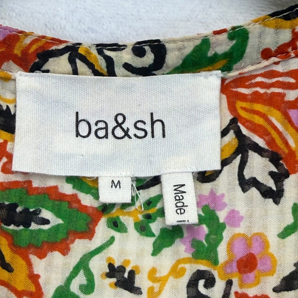 ba&sh Paisley Floral Maxi Dress Multicolor V-Neck Button Front Tiered Size M - Picture 2 of 10